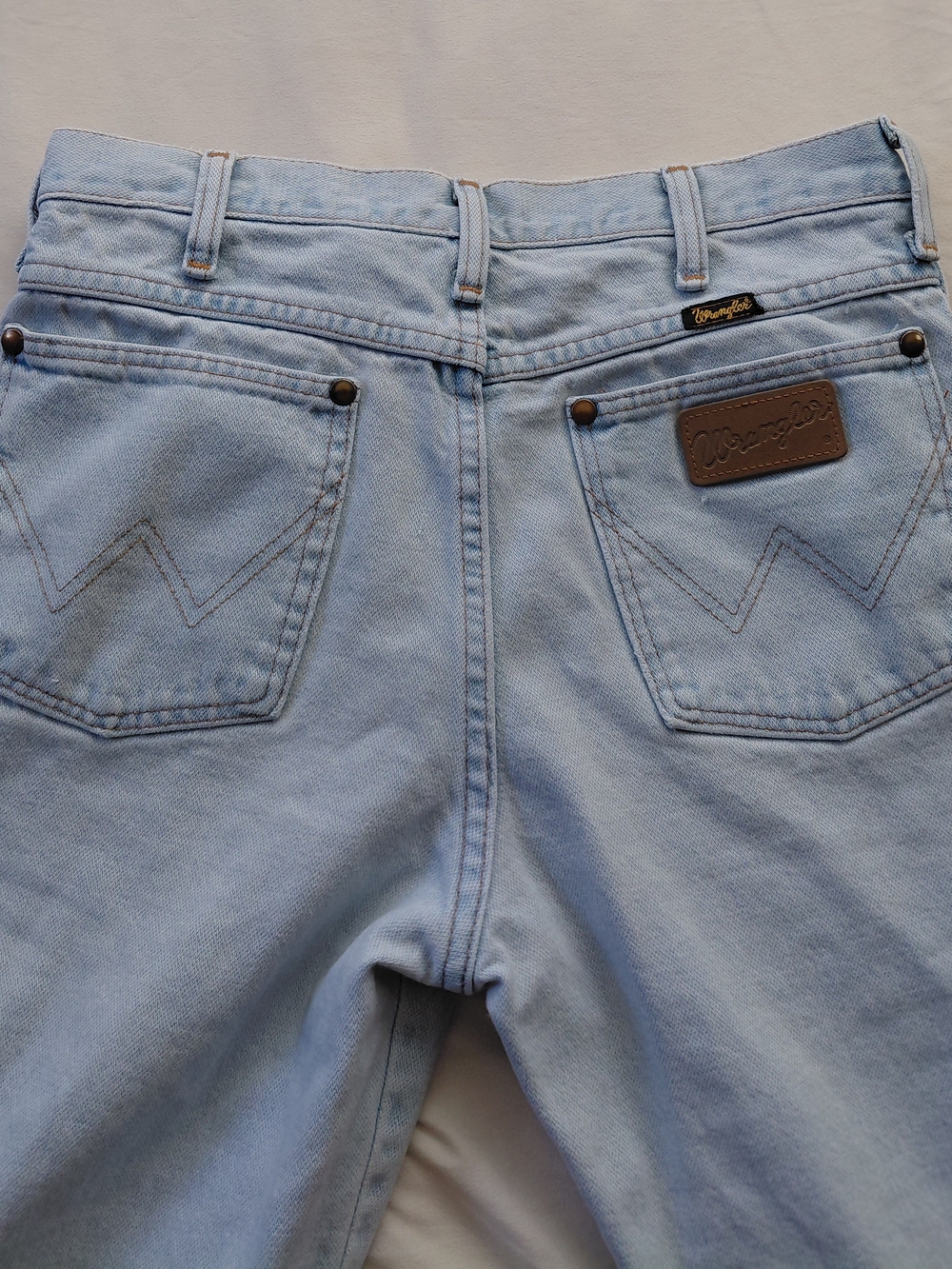Rare Vintage 1970s Wrangler Light Wash Straight Bootcut Jeans 28 - Picture 6 of 14